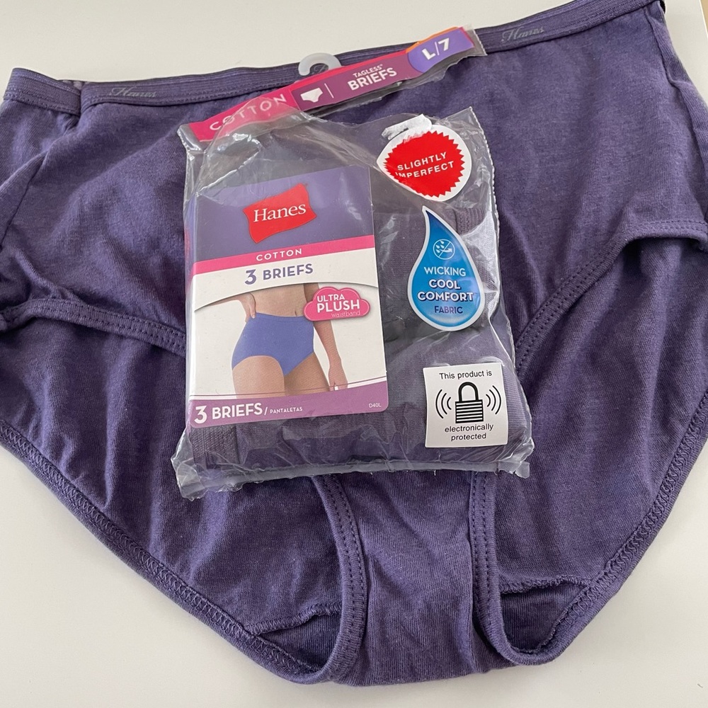 Hanes Purple 3 Pack Cotton Tagless Briefs